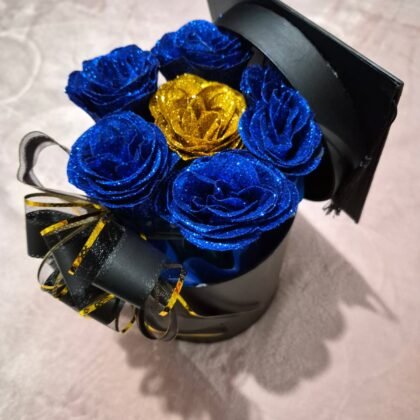 6 Glittered Rose Graduation Box Hats
