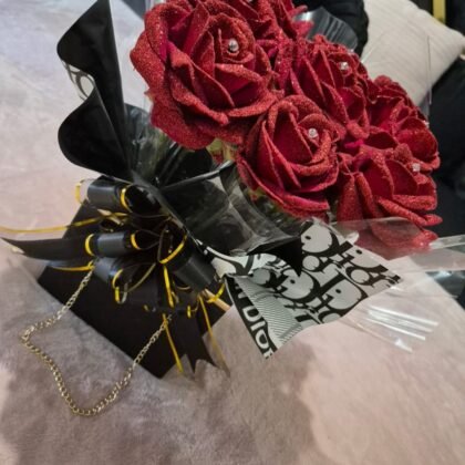 9 Roses with Diamontes Dior Box