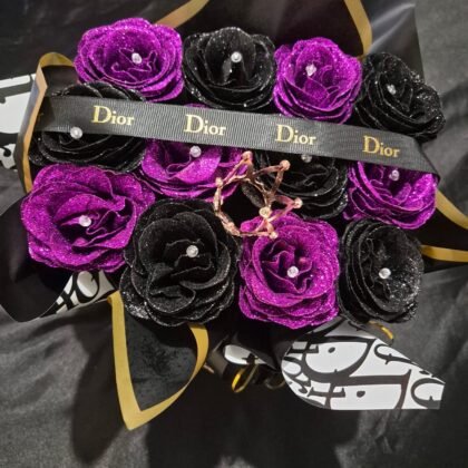 12 Roses, Dior Bag with Ribbon Crown & Diamontes