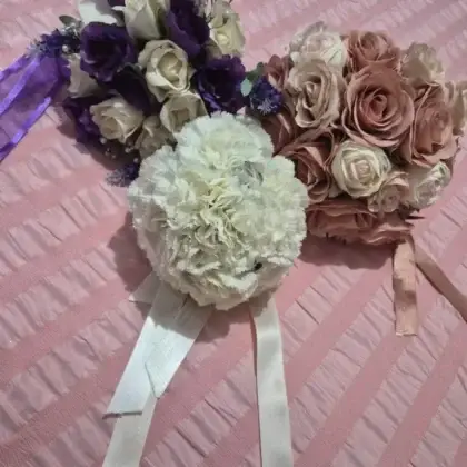 Bridal Posies Gittered or No Glitter Encrusted with Diamontes handle Price start from 130 Each depending on size of Bouquet