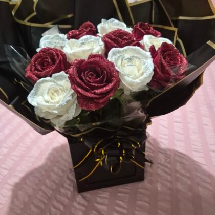 12 Extra Large Glittered Rose Bouquet
