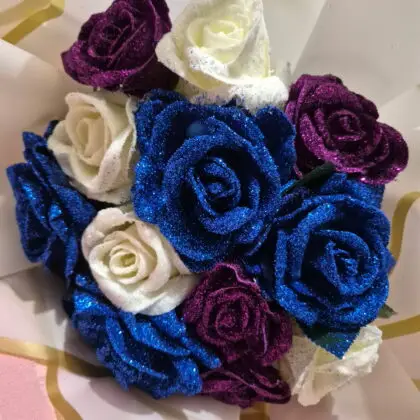 12 Glittered Rose Posie