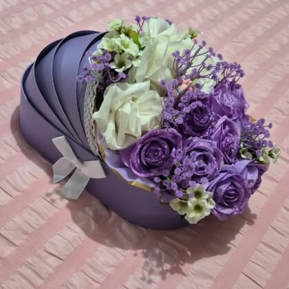 Lavender Purple & Pearl White Baby Basinet Bouquet
