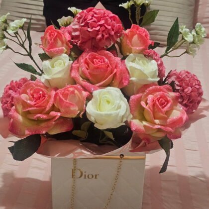 Candy Pink & White Rose Bouquet