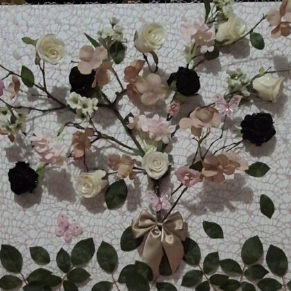 Glittered Rose & Blossom 3D Wall Canvas