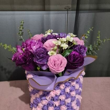 Lavender & Baby Pink Glittered Rose Bouquet