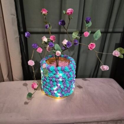 Pink & Purple  Glittered Rosette Blossom Tree