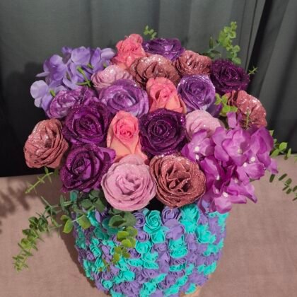 Purple,Pink & Rose Gold Rose Bouquet