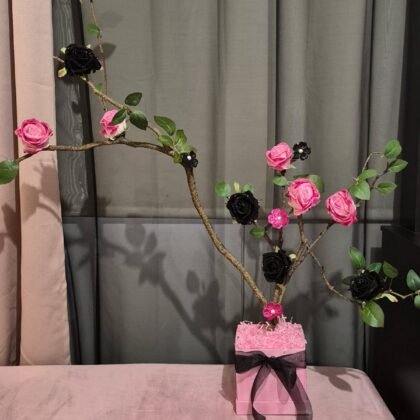 Medium Glittered Artificial Rose Blossom Tree