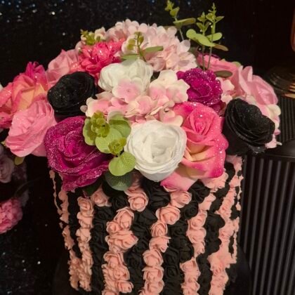 Extra Large Artificial Glittered Pink Rose Bouquet