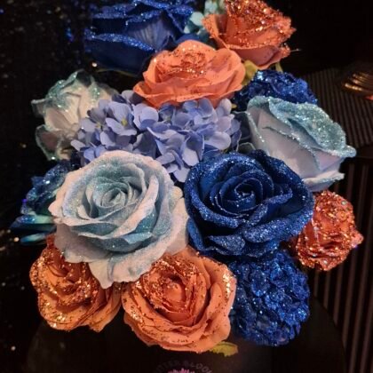Blue & Apricot Rose Box
